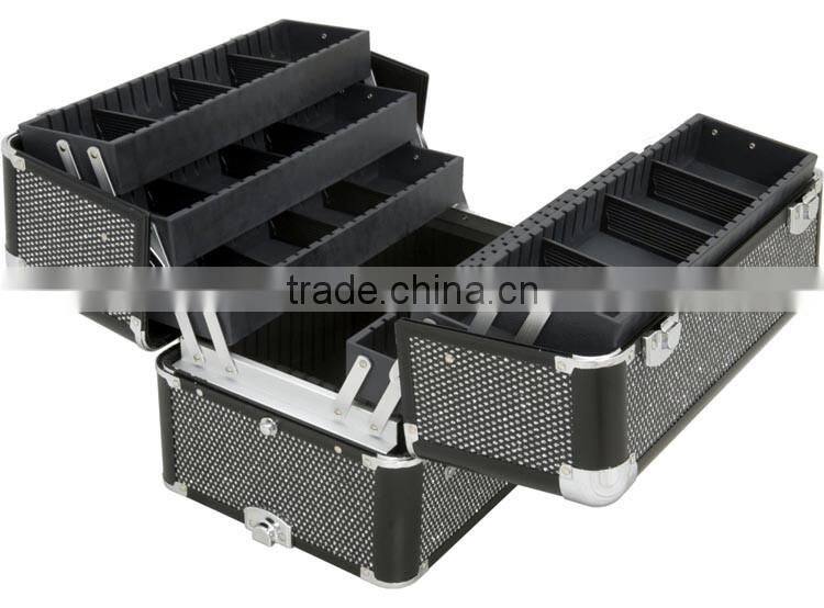 Professional 4-in-1 Rolling Makeup Artist Cosmetic Train Case Organizer Storage case,black crystal Beauty makeup trolley case