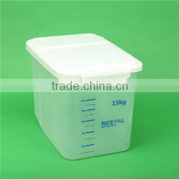 Transparent 15L Plastic Rice Storage Container with Wheel