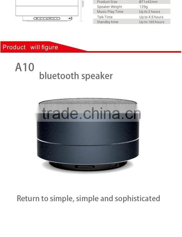 High Quality Custom Design A10 Portable Mini Speaker,Rohs Speaker,Portable Speaker Bluetooth
