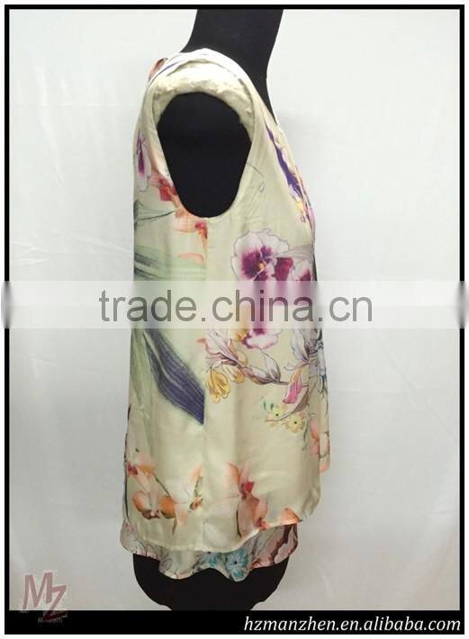2016 New summer Silk printed ladies sexy vest