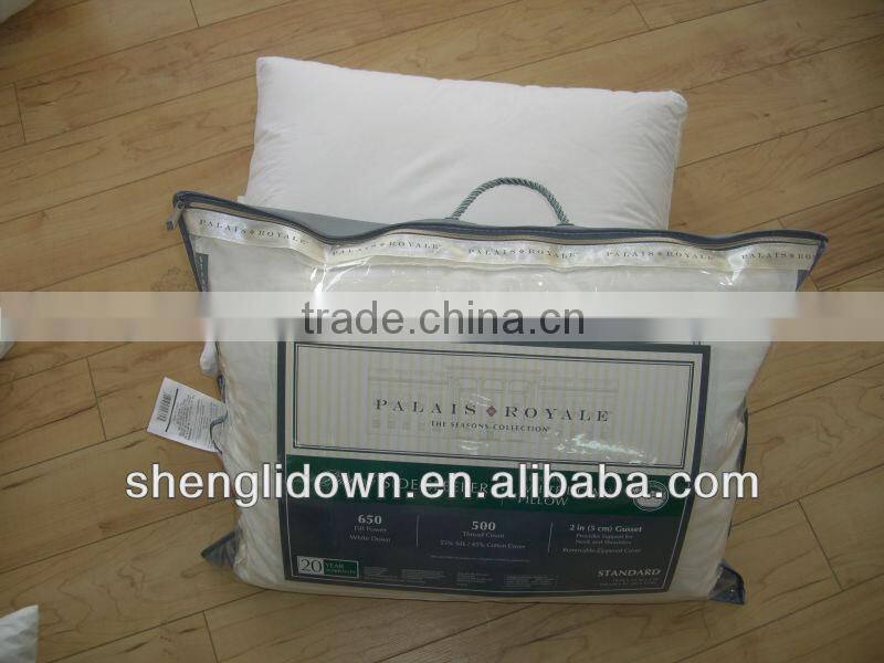 Down pillow with protector, duck down pillow, hotel down pillow