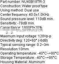 High quality waterproof ultrasonic sensor NU40B18TR-3