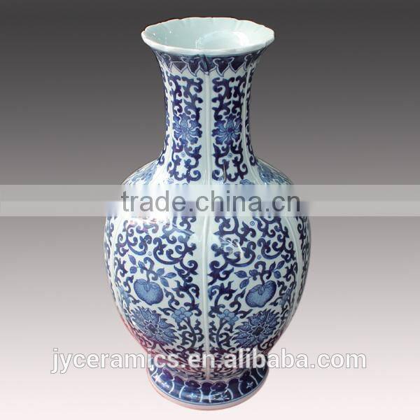 Home decorative ceramic vase with blue and white color