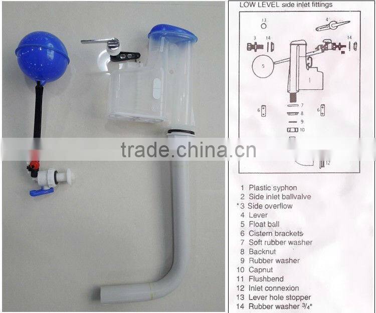 Wall hunge cistern plastic side fill valve fitting ware