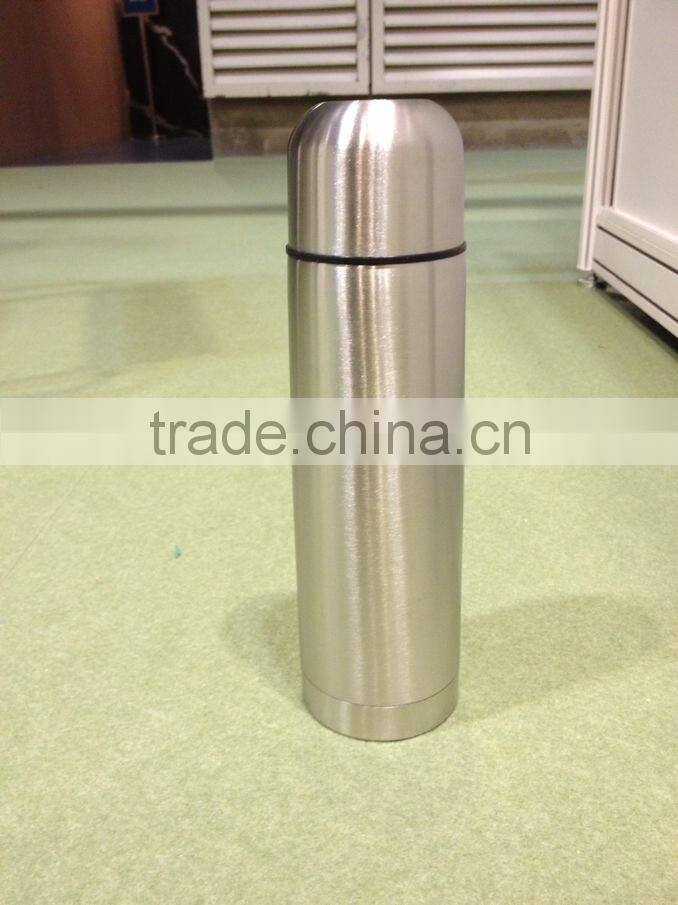 350ml/500ml stainless steel vacuum flask with Pu leather bullet shape thermo flask