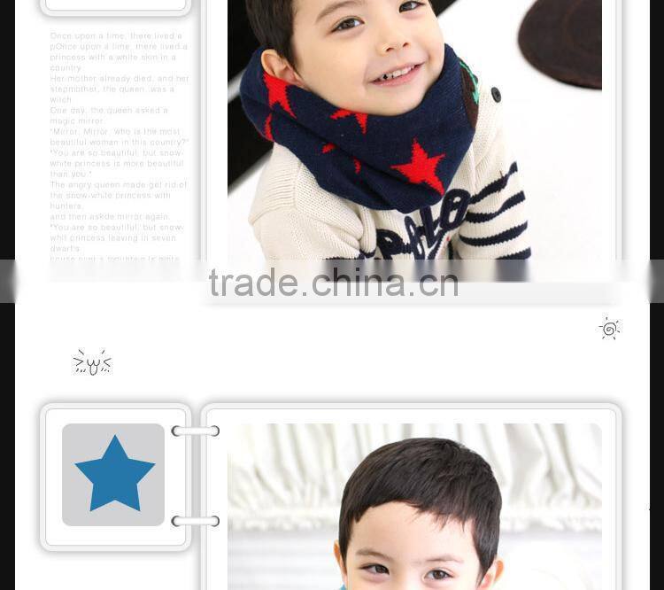 2014 New Arrival Stars And Cute Cats Pattern Kids Baby Winter Circle Loop Scarf