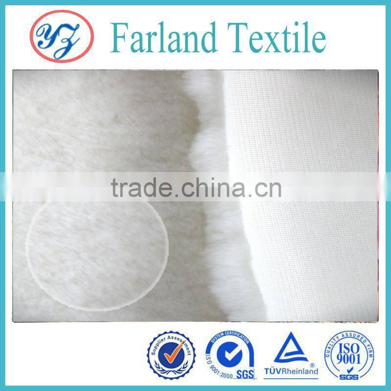 2015new products high pile plush fabric white rabbit fur coat fabric