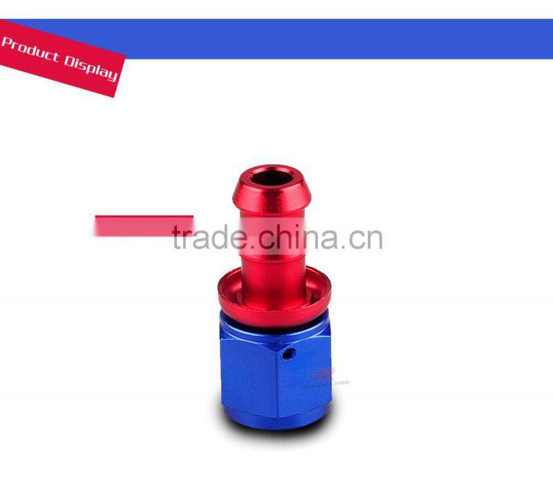 Aluminum oil cooler hose fitting Straight push on fitting hose end blue and red 10-001-12
