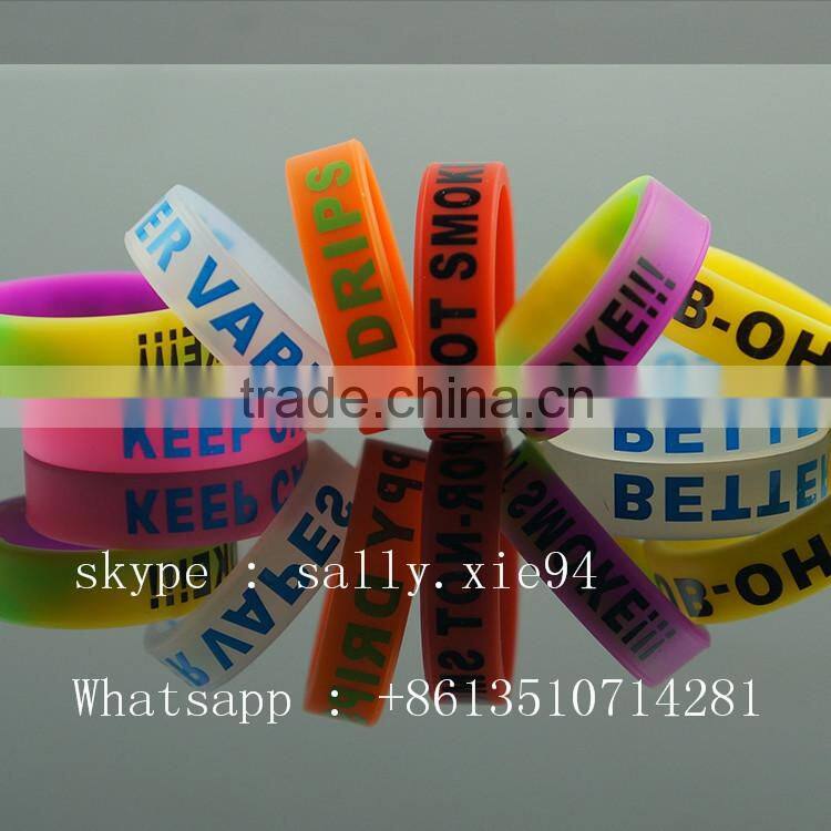 2015 new silicon vape band Malaysia Customizable logo cheap Custom logo glowing in dark mod vape band