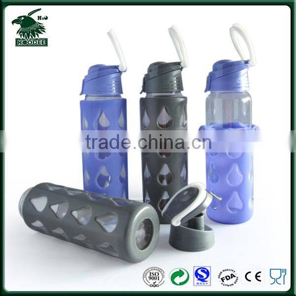 2016 Food Grade OEM Glass Water Bottle With Silicone Sleeve