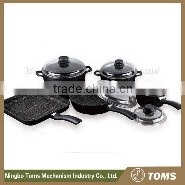 New design 9PCS Cookware set with marble coating