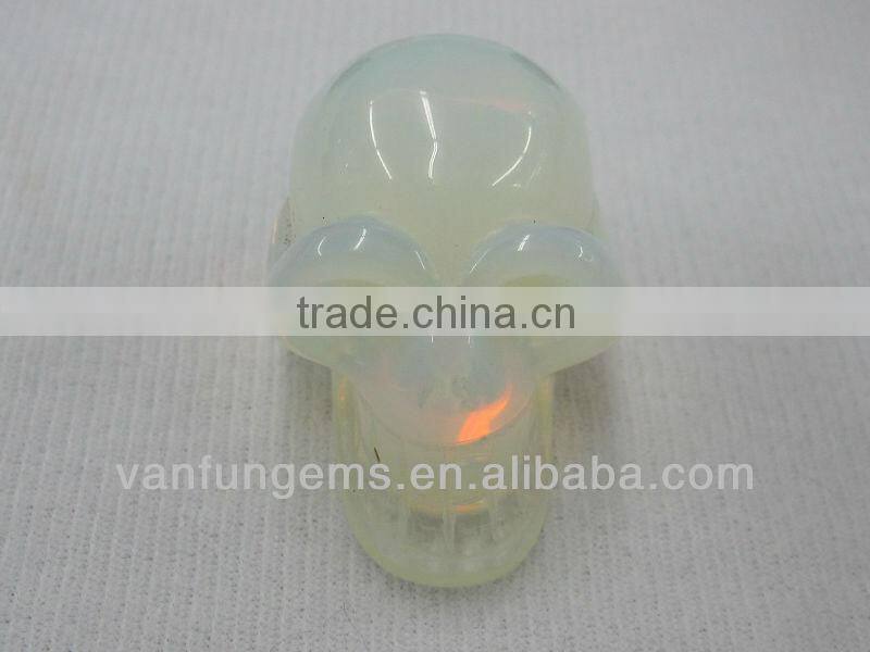 Different size color White Opal gemstone skull