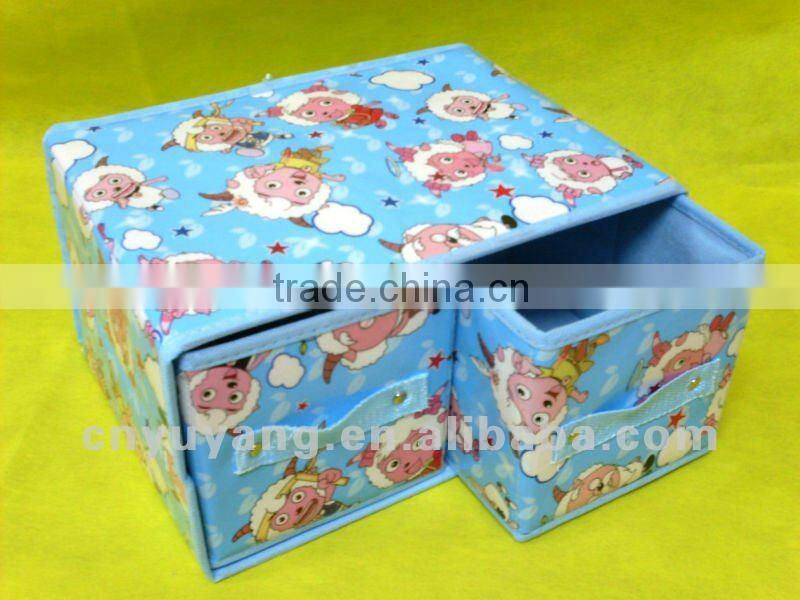 Cartoon drawer type fabric cover make-up box