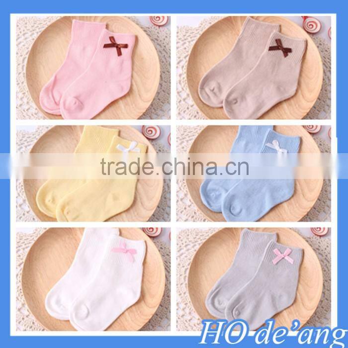 2016 Hot selling combed cotton baby socks cute bow skid children baby socks MHo-205