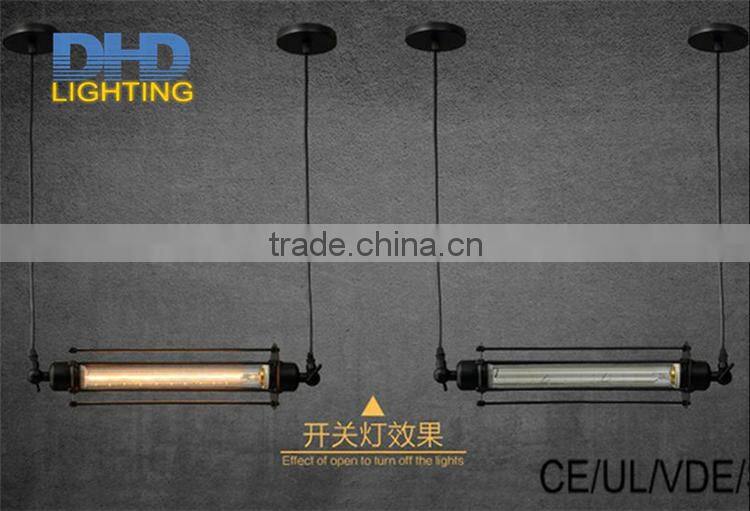 Vintage Rustic Metal lampshade Edison Pendant lamp lights Retro Lustre long cage shade hanging lampe Fixture Industrial lighting