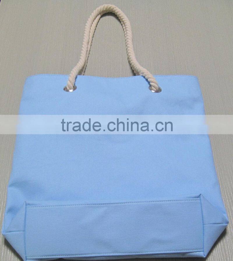 Customized blank canvas cotton tote bag with rope handle