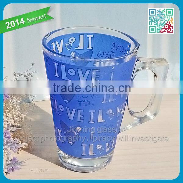 Hot sale high quality coffee glass with handle wholesale colored coffee glass