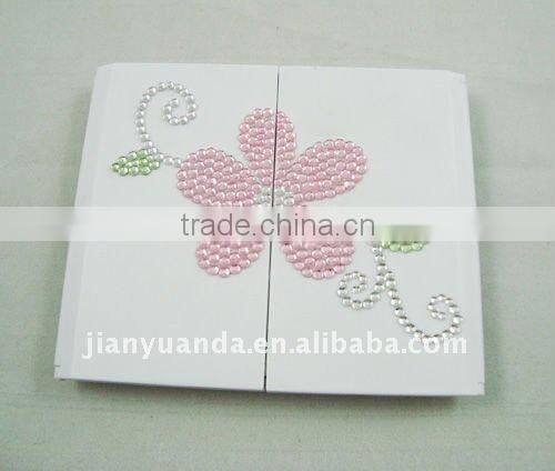 beautiful plastic folding table top cosmetic mirror with crystal
