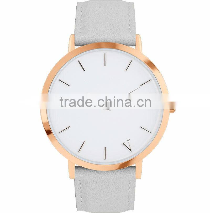 2016 lady watch fashion watch with Your print Logo for Women Men Leather Rose gold quartz watch
