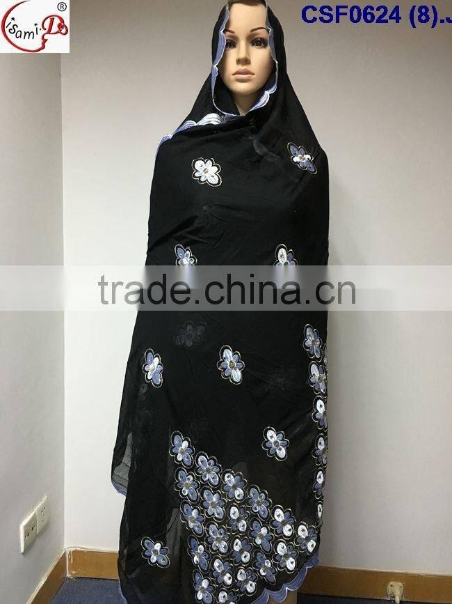 CSF0624 fashionable scarf softextile muslim embroidery scarf for women