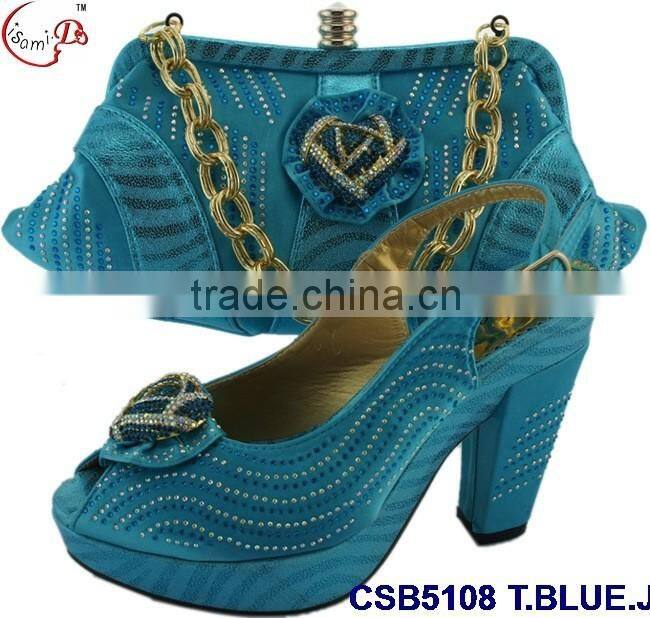 CSB5108 2016 Newest design woman hot selling shoes with matching bags crystal cluth factory price shoes whole sale price