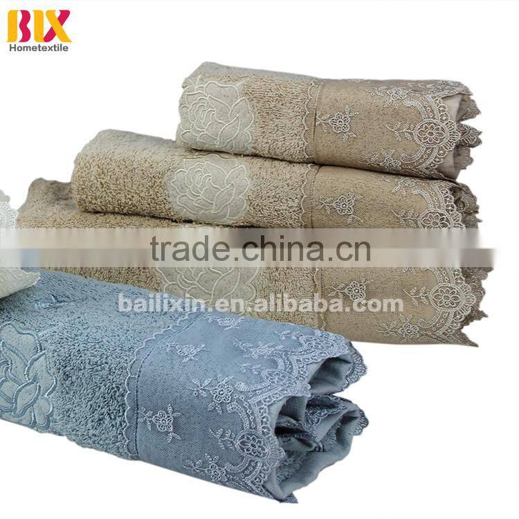 China Wholesales bamboo towel with lace
