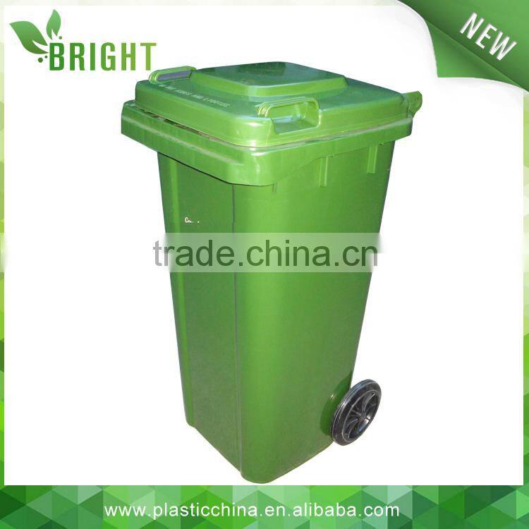 Moblie bin with side pedal,120liter dustbin with middle pedal,plastic foot pedal waste bin