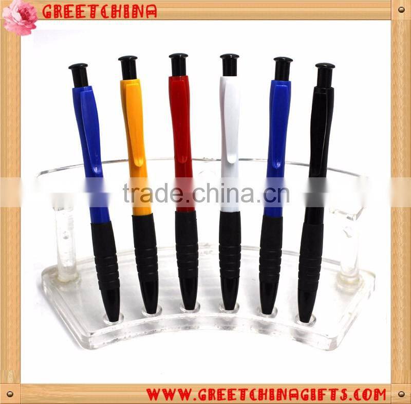 Custom Printed LOGO Clips Colorful Plastic Ballpoint Pen With Colorful Barrel