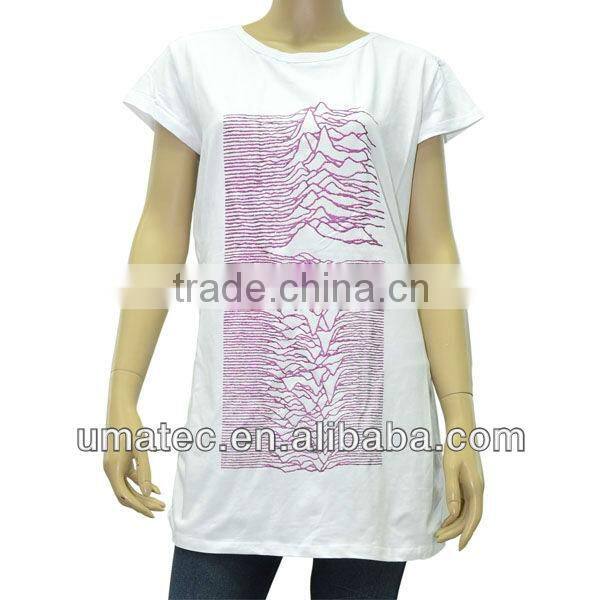 Women's Hip Long Blouse Cap sleeves Ruffled side seam designs for fat women