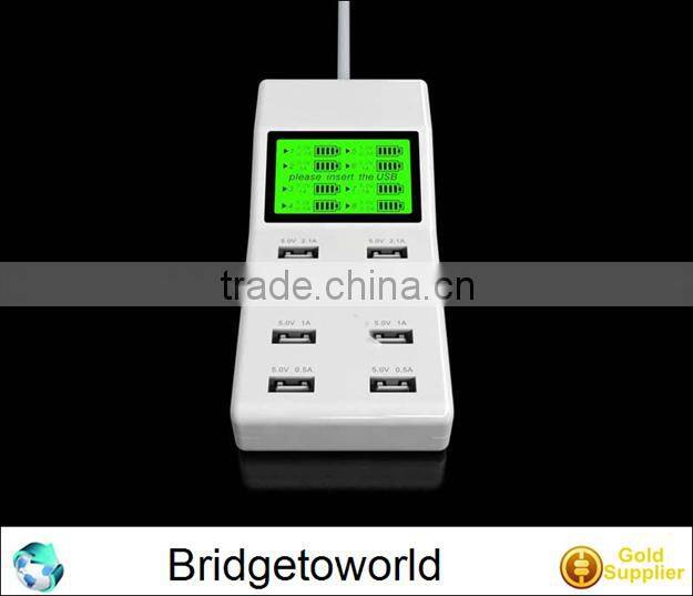 Universal 8 USB Port Display Screen US EU UK Plug Travel AC Power Adapter Socket Smart Wall Charger For Cell Phone Tablet Camera