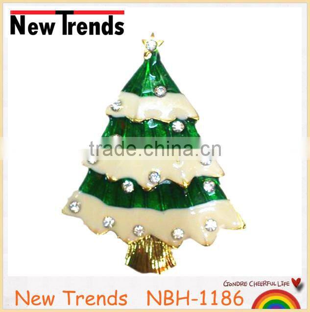 Decorative flashing Christmas bell brooches with colorful crystal stones