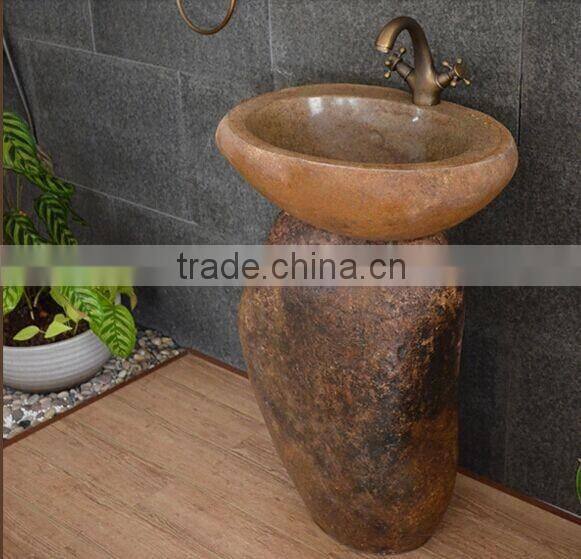 2015 Hot Sale Eco-Friendly Natural Cobble Stone Wash Basin