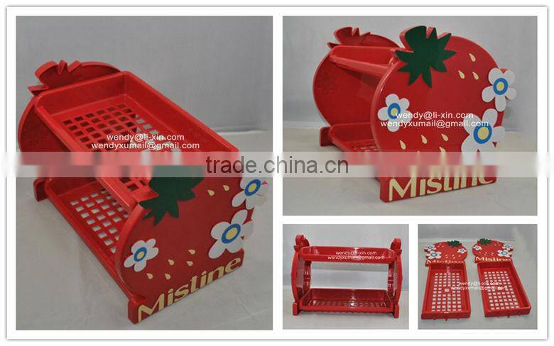 2-layers plastic storage rack/2-layers detachable shelf/double layers combined shelf/Cartoon shelves/Strawberry Design Shelves