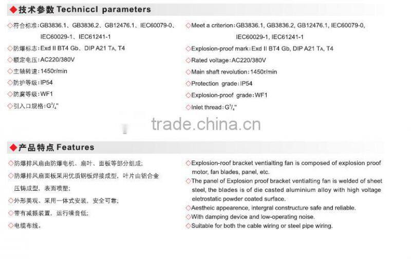 BFS chinese direct supplie explosion proof exhaust fan for outdoor ventilating fan