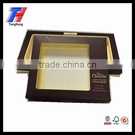 Fancy Custom food grade decorative paper chocolates box with PET window