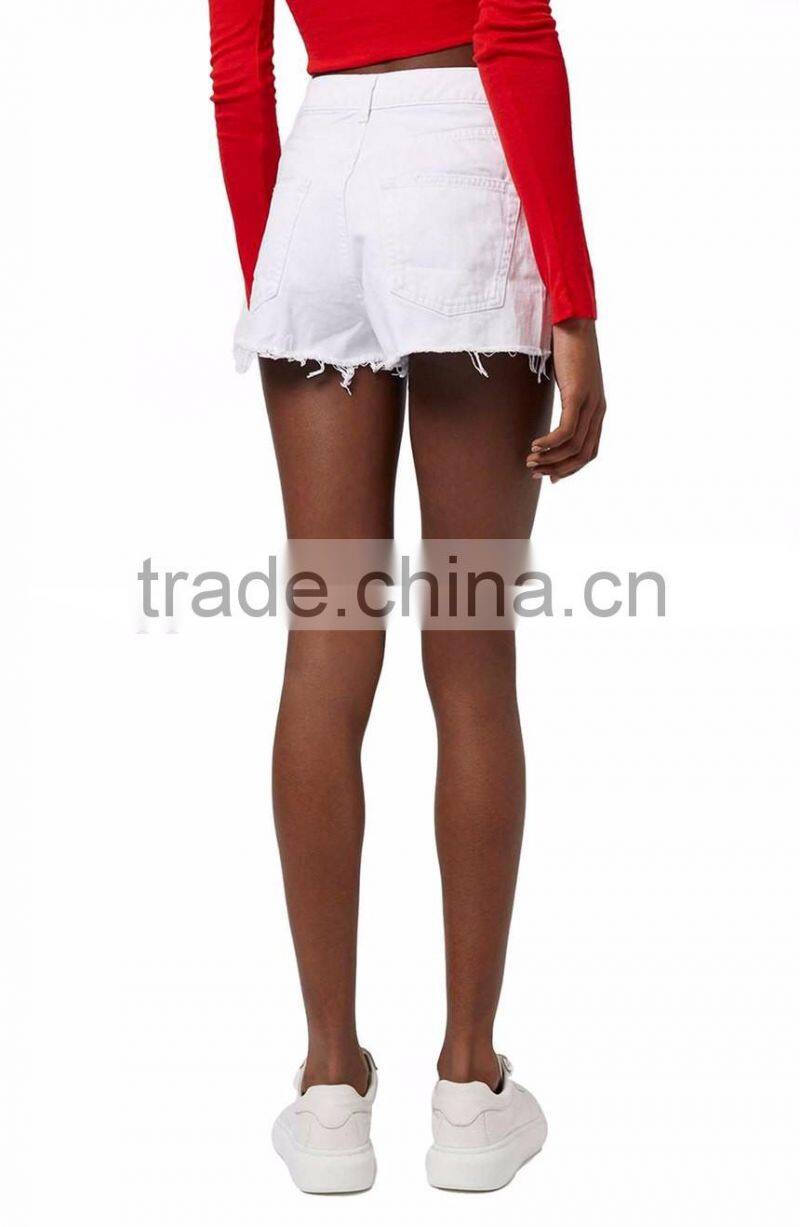 2016 China Wholesale Custom Denim Shorts Frayed And Ripped Hems Define Destroyed Woman Denim Shorts