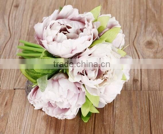 High Quality silk flower Artificial Peony Flowers Fake Leaf Wedding Home Party Decoration Bouquet