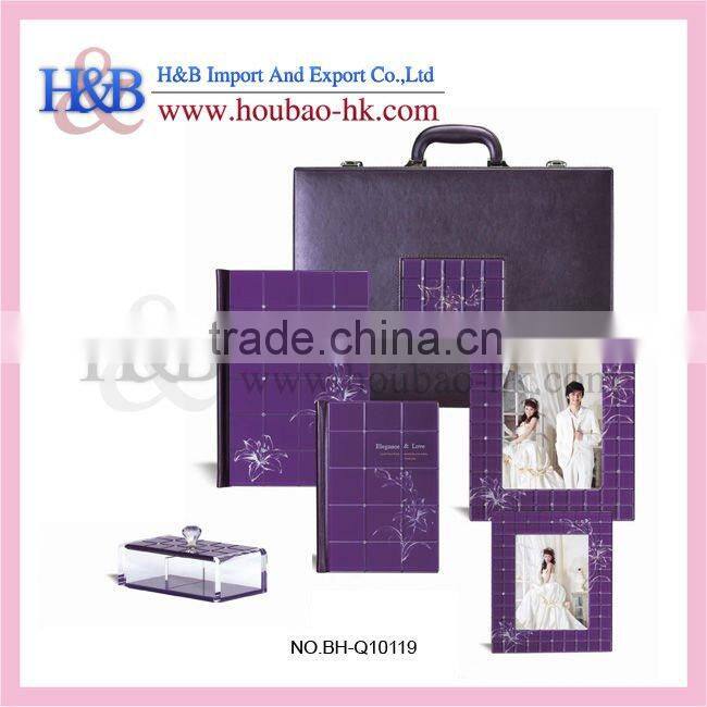 Global hot sale H&B 8*12 ,12*18 purple hardcover wedding photo album