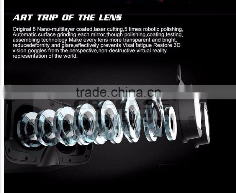 Google cardboard HeadMount VR BOX 2.0 Version VR 3D Glasses for 3.5"-6.0" Smart Phone + bluetooth remote controller with package