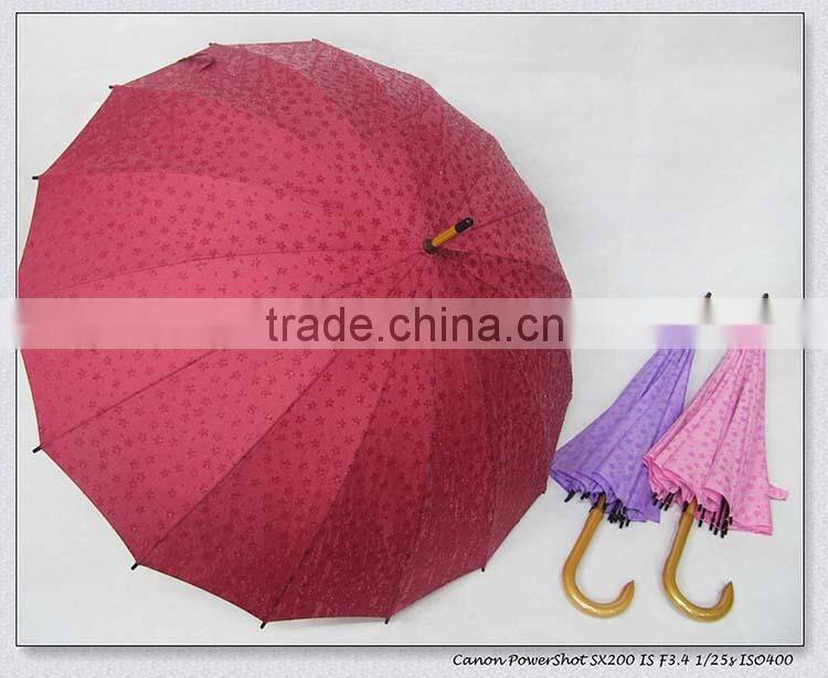 Assorted colors straight umbrella with crook handle