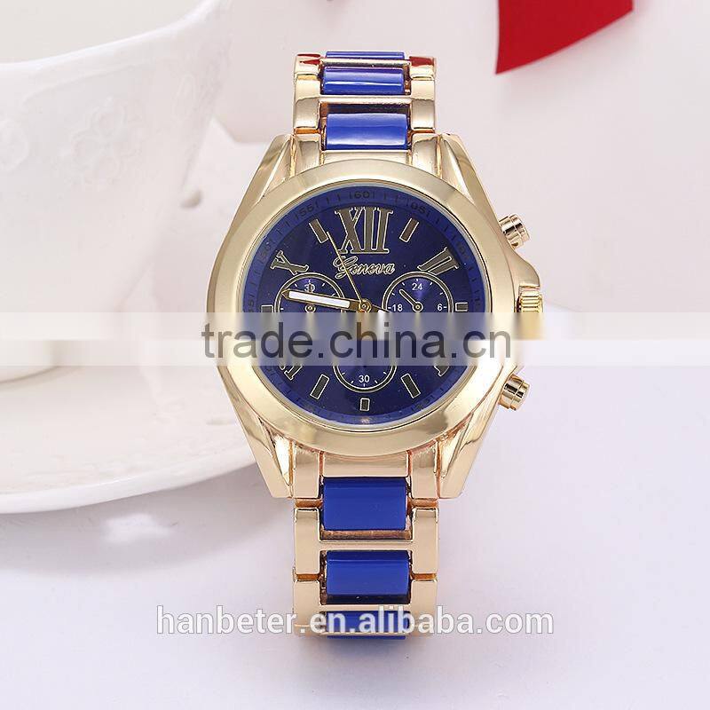 Full steel blingbling gold bezel geneva diamond quartz watches