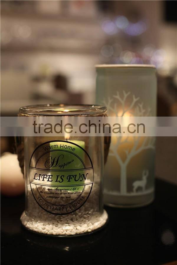 flowersea hot selling decor home colorful large candle holder glass jar