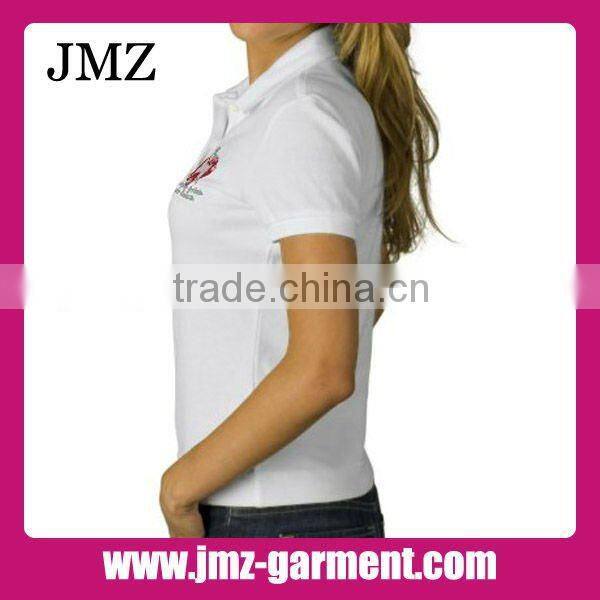 Polyester cotton womens polo shirt collar design