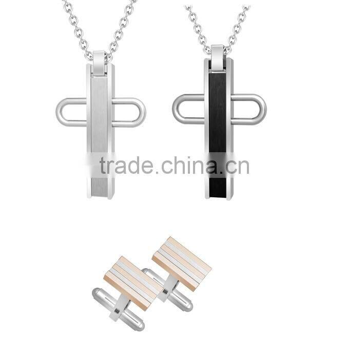 2016 Coolman Jewelry Professional Design only for Successful Men Glamour 316L Jerwelry Sets Pendant Cufflinks Ring and Bracelet