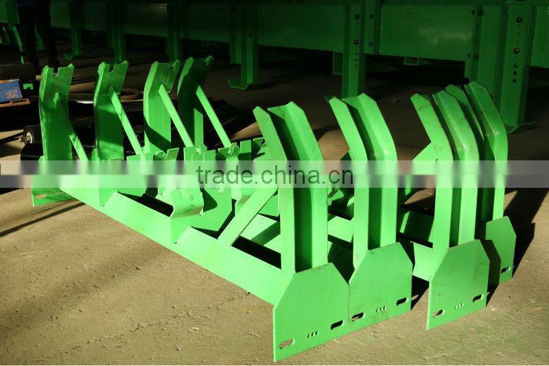 Belt conveyor trough idler roller frame