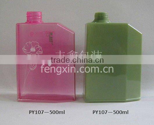 screen printing 500ml PVC plastic shampoo bottle