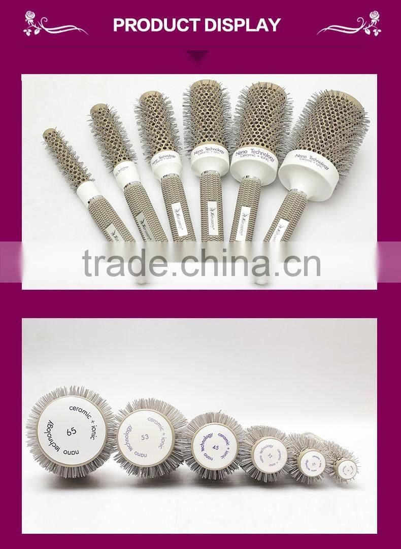 Wholesale salon care ceramic round plastic hair brush