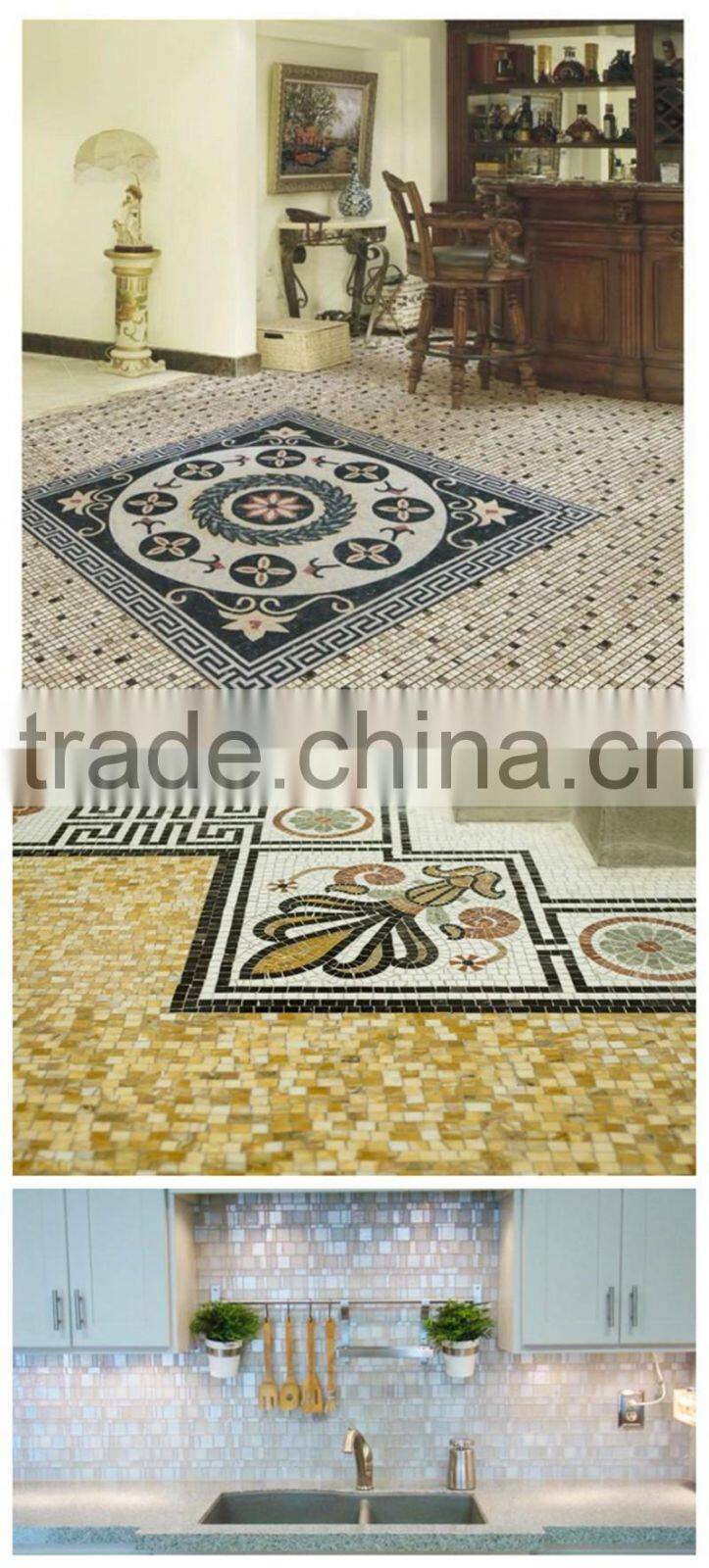 Polished Dark Emperador Marble Mosaic Picture