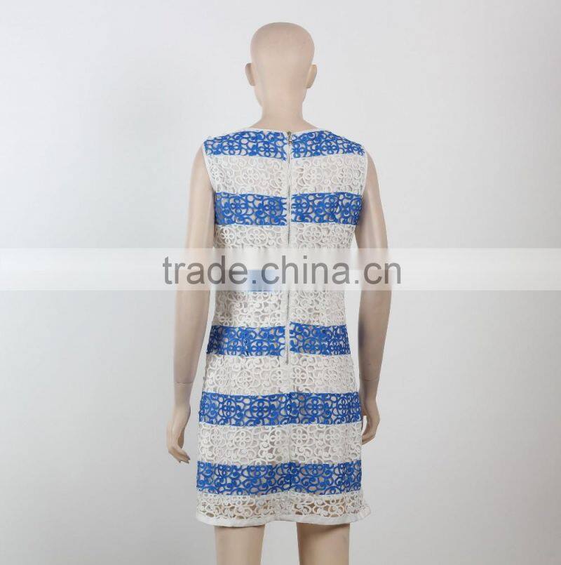 Latest net dress blue and white stripe dress fitness dress for girl woman summer dress