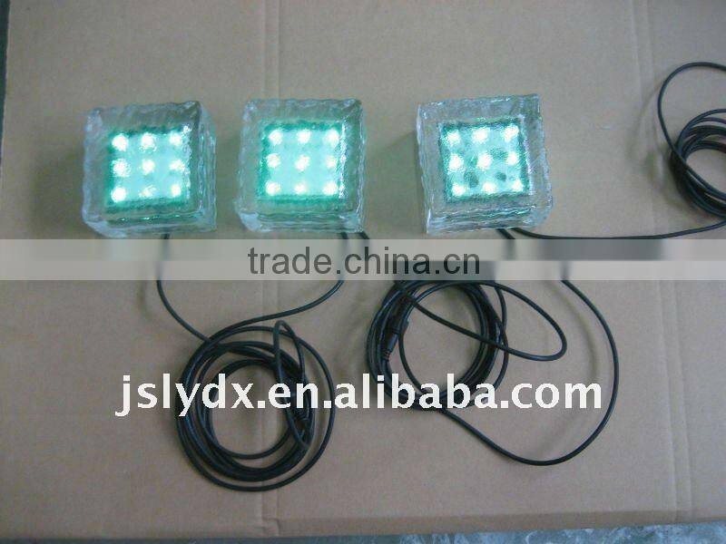 LED solar ice glass brick light RGB with remote-controller(10*10*5cm 3 pieces per set))